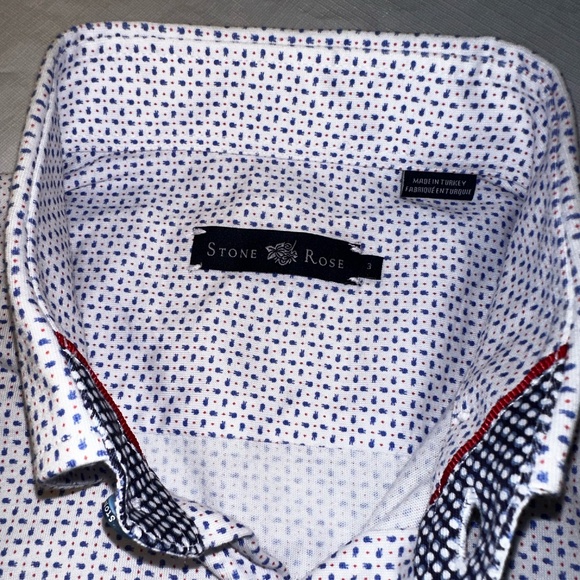 Stone Rose Men's White Button Up Shirt Large Sz 3 ~ Medium - Picture 2 of 6